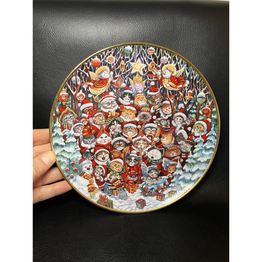 Santa Claws Porcelain Cat Plate Bill Bell Limited Edition Decor V1641 Franklin M